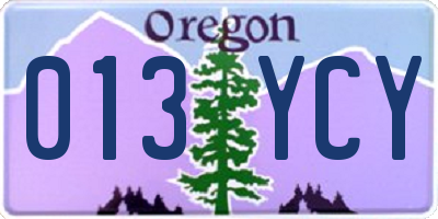 OR license plate 013YCY