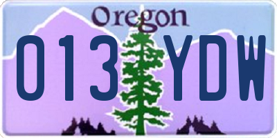 OR license plate 013YDW