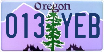 OR license plate 013YEB