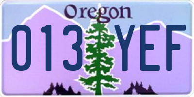 OR license plate 013YEF