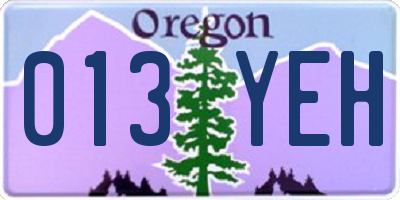 OR license plate 013YEH