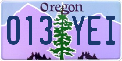 OR license plate 013YEI