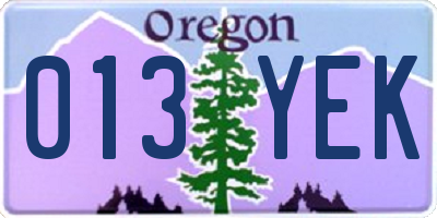 OR license plate 013YEK
