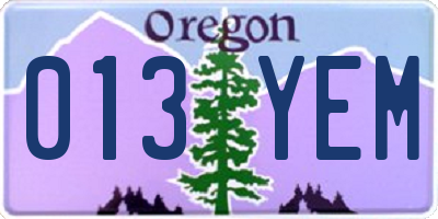 OR license plate 013YEM
