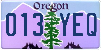 OR license plate 013YEQ