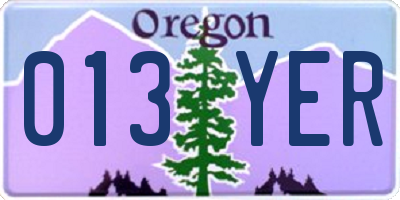 OR license plate 013YER