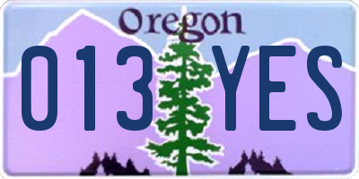 OR license plate 013YES