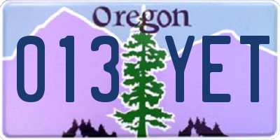 OR license plate 013YET