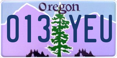 OR license plate 013YEU