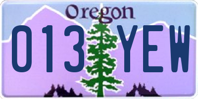 OR license plate 013YEW