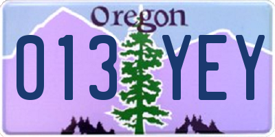 OR license plate 013YEY