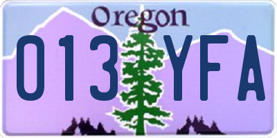 OR license plate 013YFA