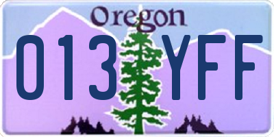 OR license plate 013YFF