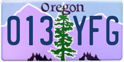 OR license plate 013YFG