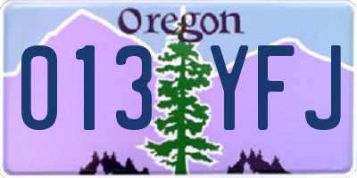 OR license plate 013YFJ