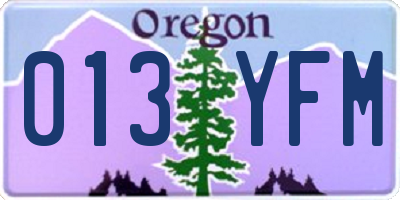 OR license plate 013YFM