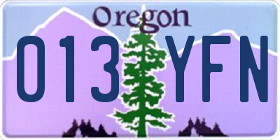 OR license plate 013YFN