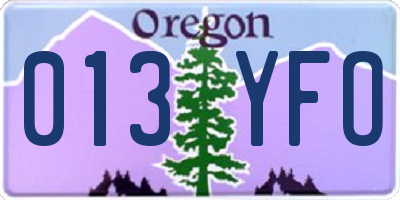 OR license plate 013YFO