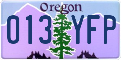 OR license plate 013YFP