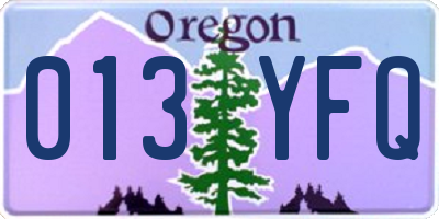 OR license plate 013YFQ