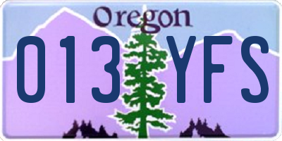 OR license plate 013YFS
