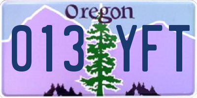 OR license plate 013YFT