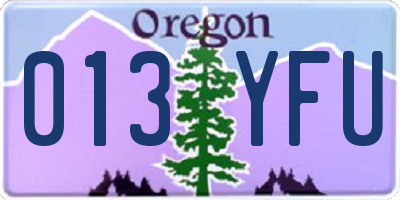 OR license plate 013YFU