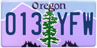 OR license plate 013YFW