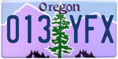 OR license plate 013YFX