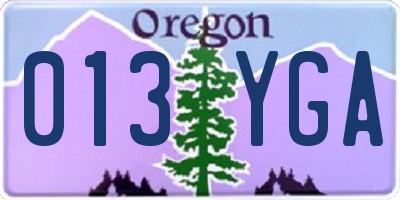 OR license plate 013YGA