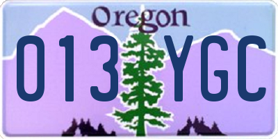 OR license plate 013YGC