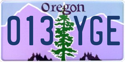 OR license plate 013YGE