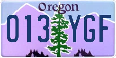 OR license plate 013YGF