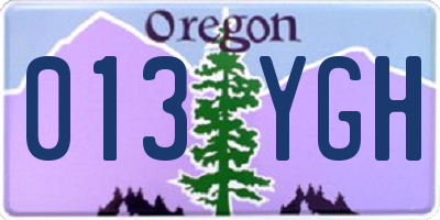 OR license plate 013YGH