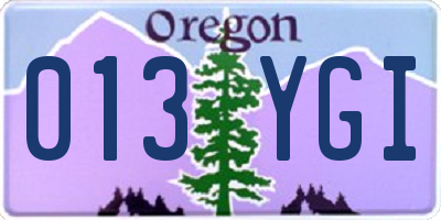 OR license plate 013YGI