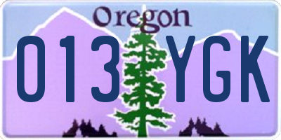 OR license plate 013YGK
