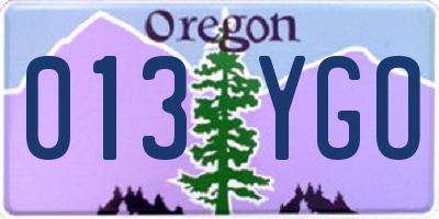 OR license plate 013YGO