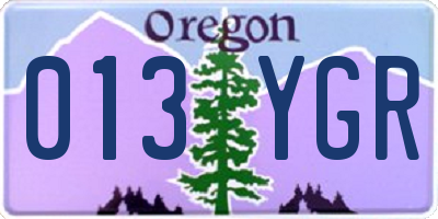 OR license plate 013YGR