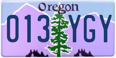 OR license plate 013YGY