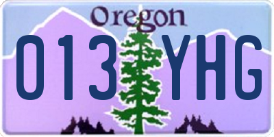 OR license plate 013YHG