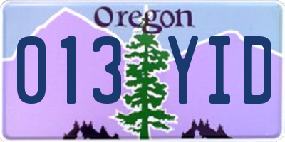 OR license plate 013YID