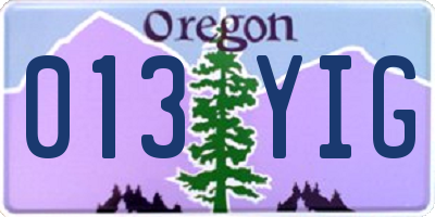 OR license plate 013YIG