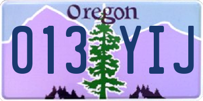 OR license plate 013YIJ