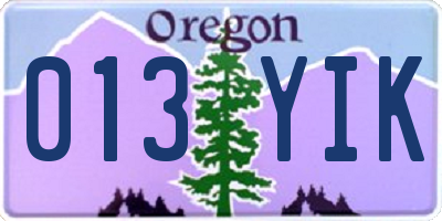 OR license plate 013YIK