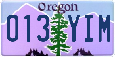 OR license plate 013YIM