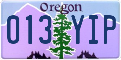 OR license plate 013YIP