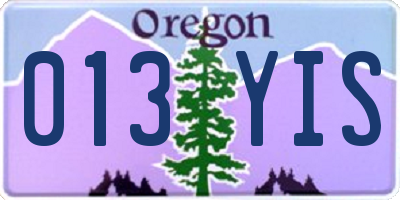 OR license plate 013YIS