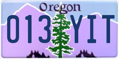 OR license plate 013YIT