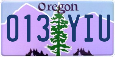 OR license plate 013YIU