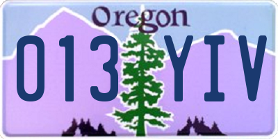 OR license plate 013YIV